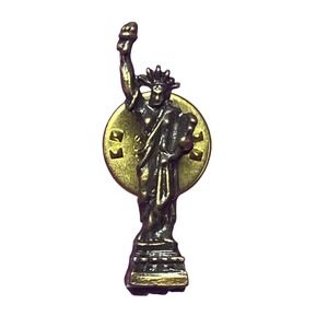 Vintage Statue of Liberty Lapel Pin Bronze Tone NYC Souvenir Patriotic 1 Inch